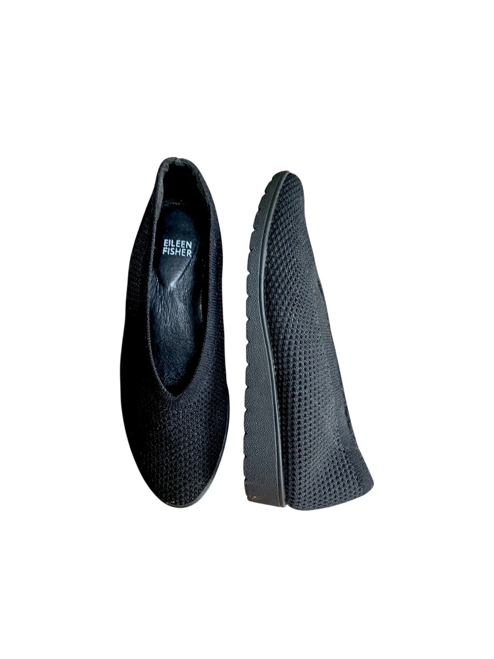 Eileen Fisher Black Knit Slip-Resistant Ballet Flats